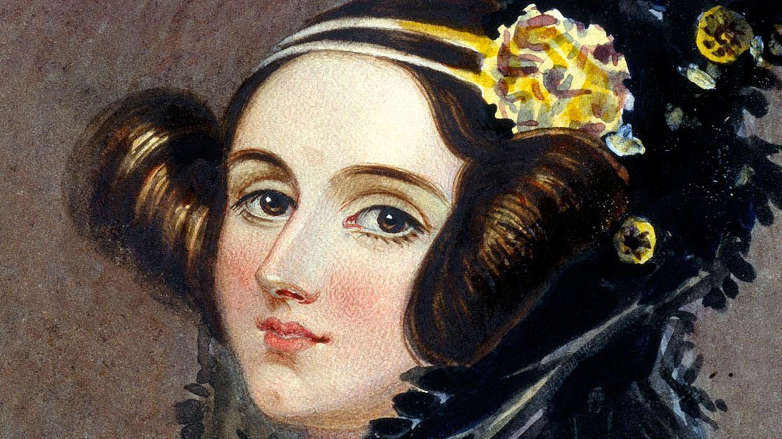 Une aquarelle représentant le visage d'Ada Lovelace