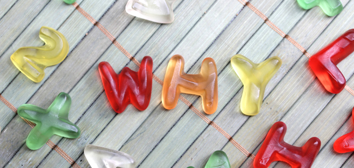 Pourquoi ? On peut rédiger des questions avec des bonbons